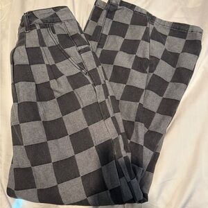 Checkered Black and Gray Flared Pants. Size 8
